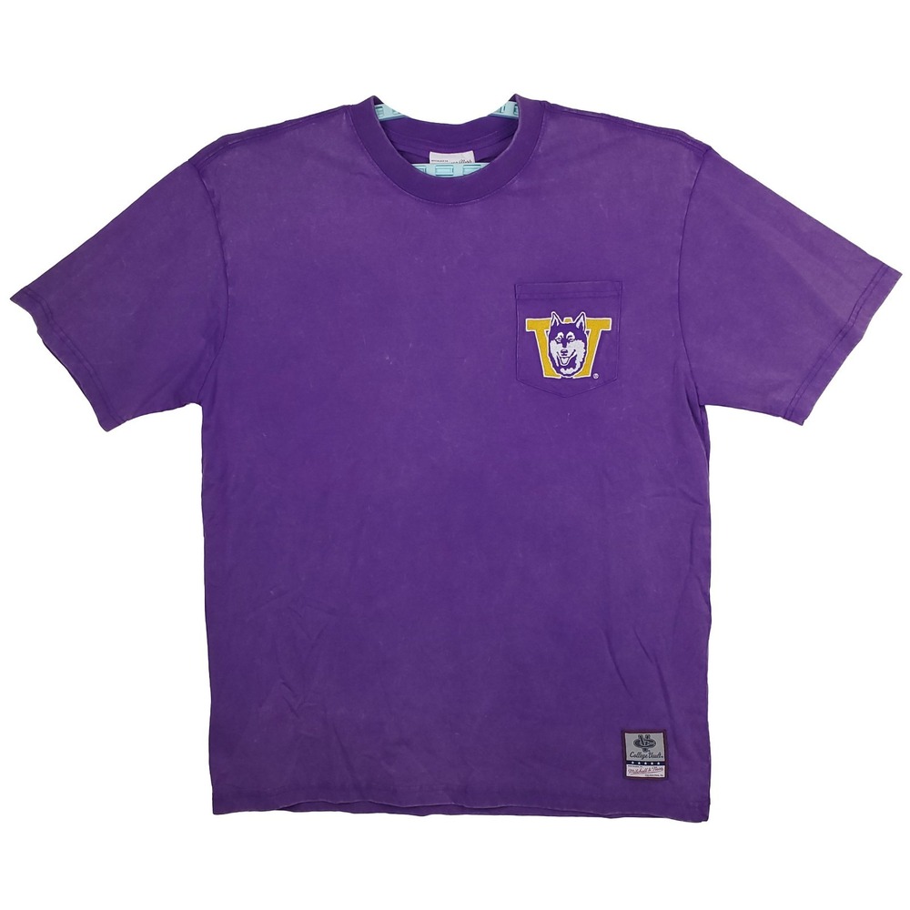 Washington Huskies Mitchell & Ness NCAA‎ Large Shirt Embroidery Logo Pocket NWT